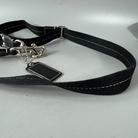 Coach Black Cotton with Black Patern Leather Adjustable Strap w/Fob - Picture 5 of 10